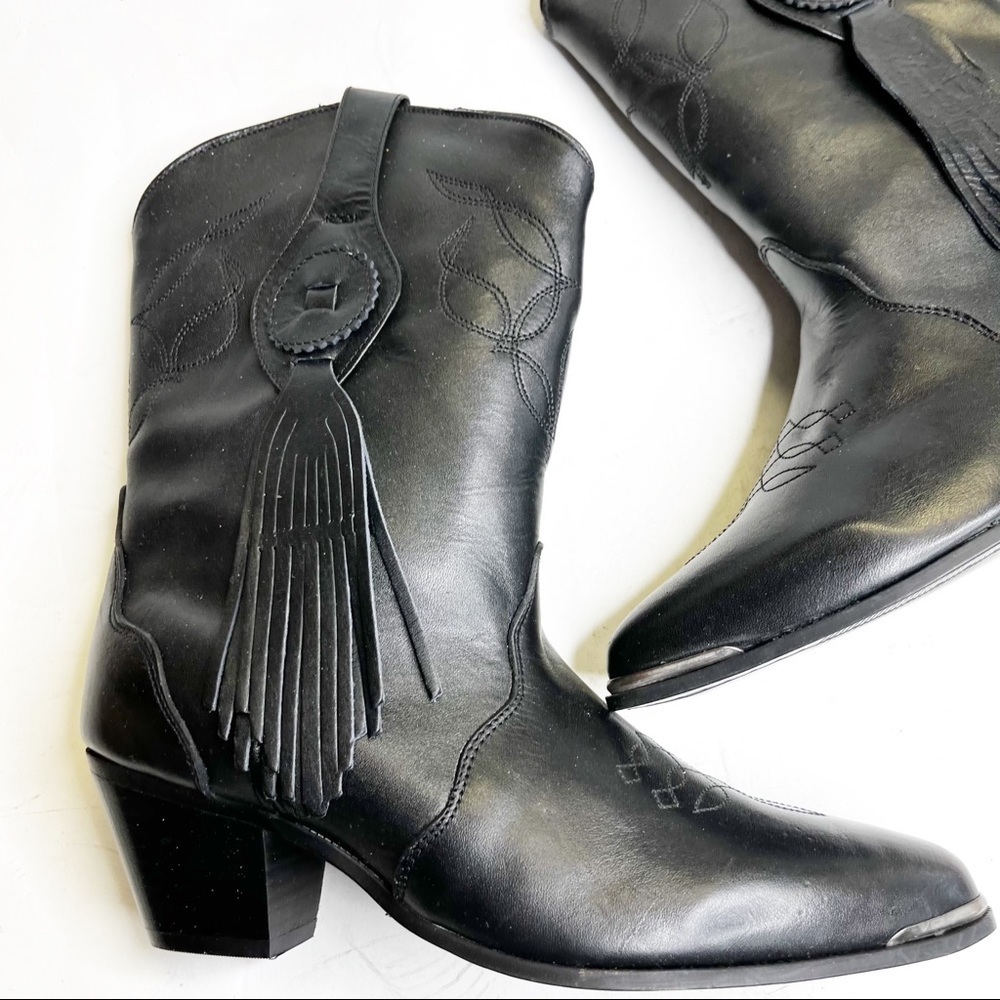 Oak Tree Farms | Sasha Booties in Black Leather